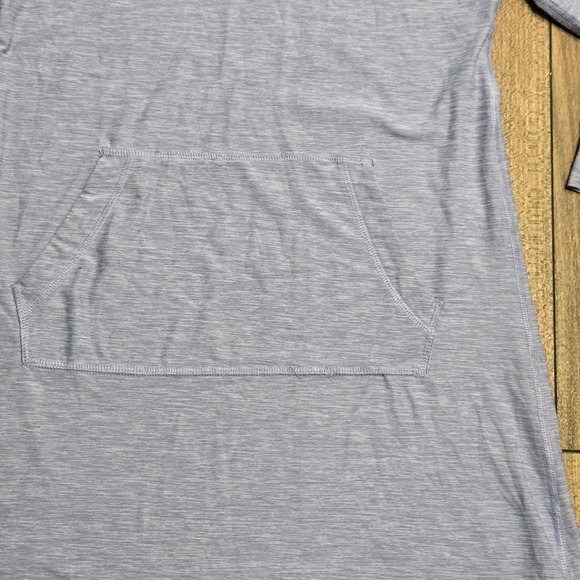 Hanna Andersson Girls Blue Space Dye Hooded Active Dress Thumbholes Size 8 130cm - Picture 4 of 8